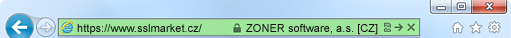 Zobrazení certifikátu s EV ověřením v adresním řádku prohlížeče